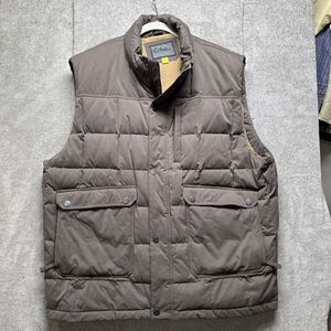 Cabelas Down Vest Mens 2XLT Brown Snap Front Quilted‎ Insulated Lined Pockets